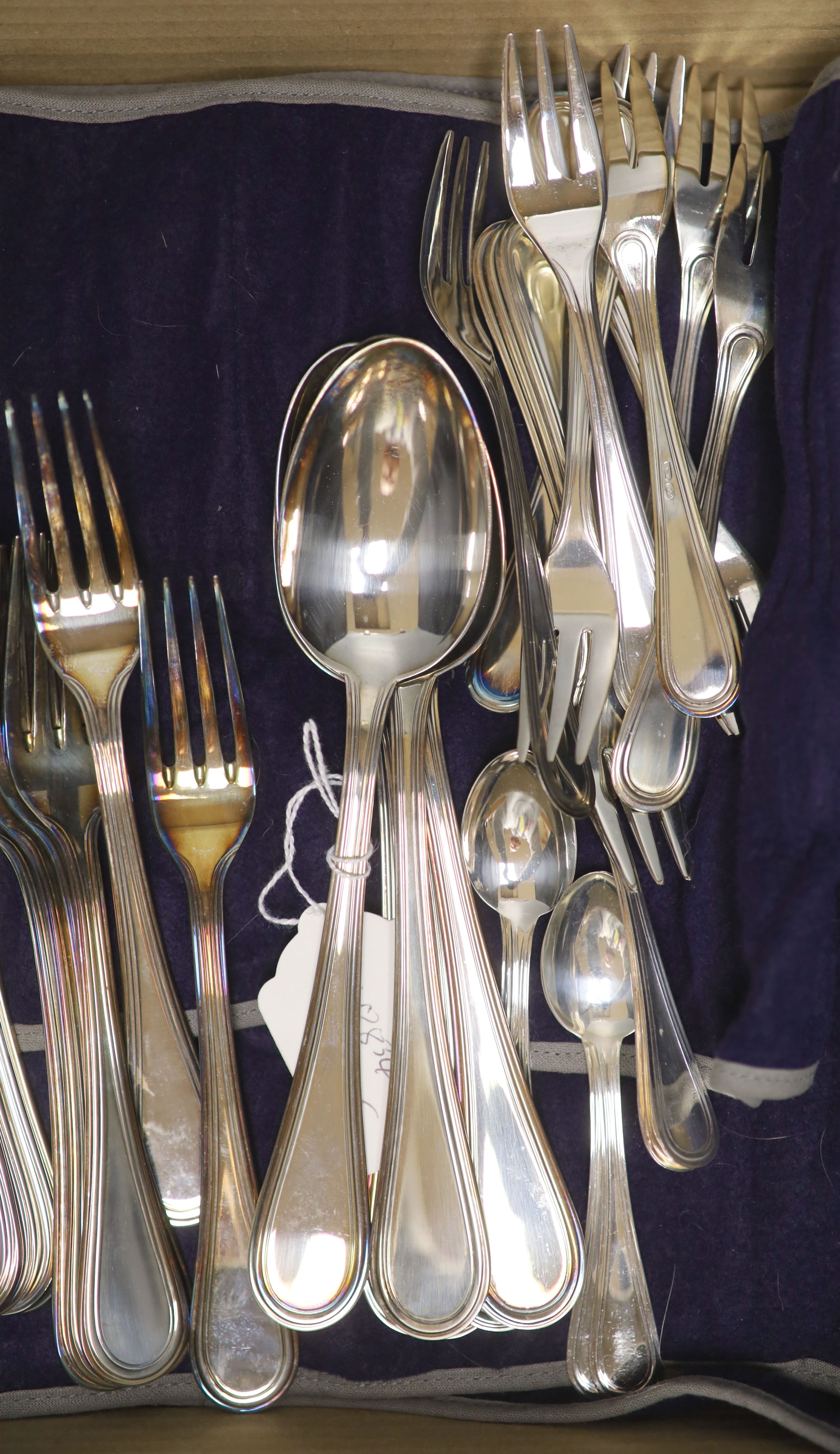 A canteen of Italian 800 standard white metal cutlery for six, comprising forty eight items